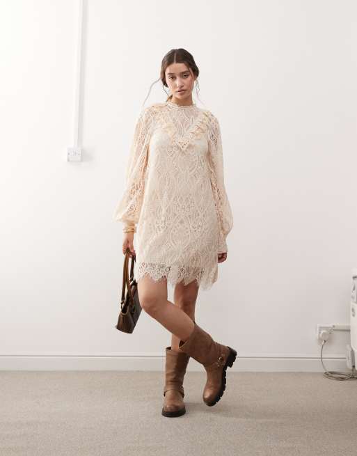 Asos cream lace dress on sale