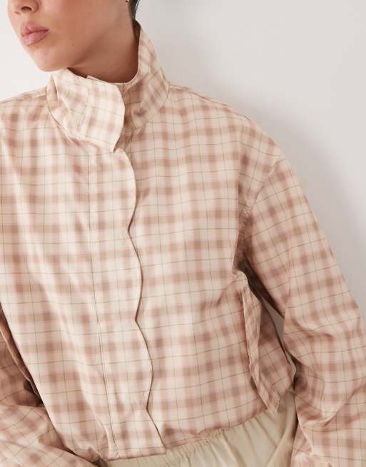 Miss Selfridge - Vindjakke med gingham-tern og bølgekantsdetalje, 3 af 4