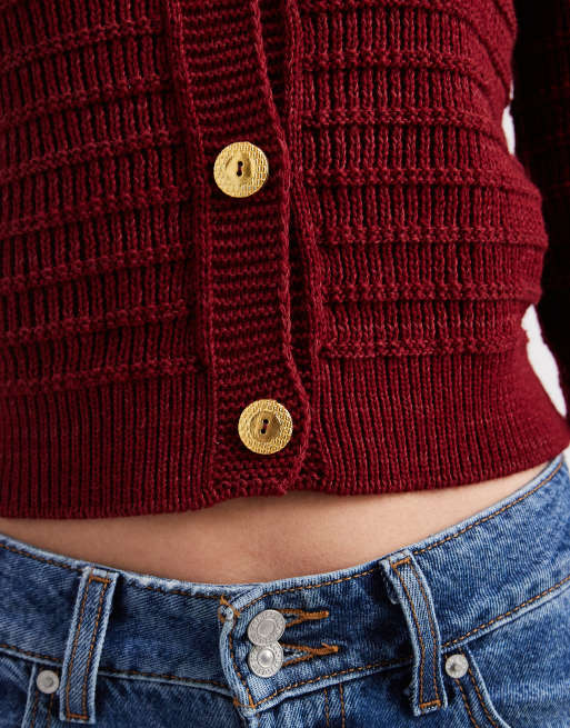 Miss Selfridge – Vinröd kofta i slouchy stil, 3 av 4