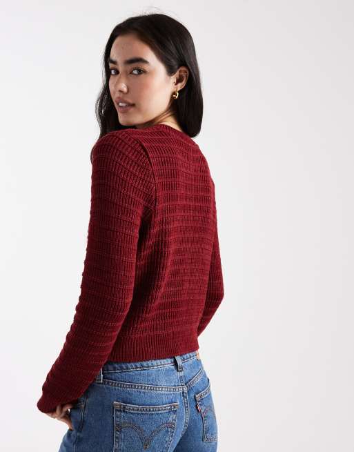 Miss Selfridge – Vinröd kofta i slouchy stil, 4 av 4