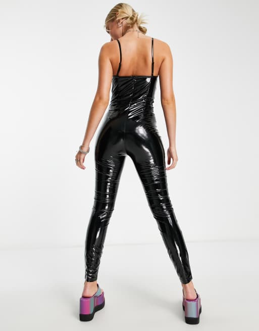 Miss Selfridge vinyl faux leather legging in black, ASOS