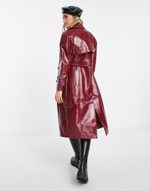 Miss Selfridge Vinyl Faux Leather Trench Coat