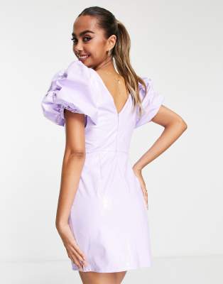 Fluffy sleeve pencil dress ボルドー　M Fluffy sleeve pencil dress ボルドー M