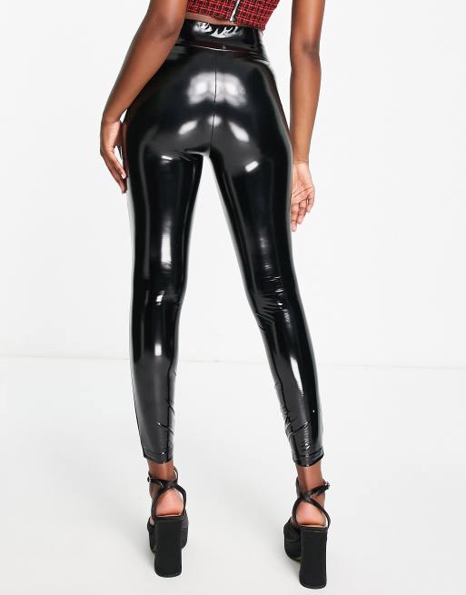 Miss Selfridge vinyl faux leather legging in black