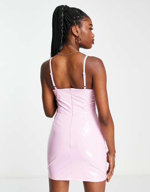 Miss Selfridge ruched detail cami dress in pink ASOS