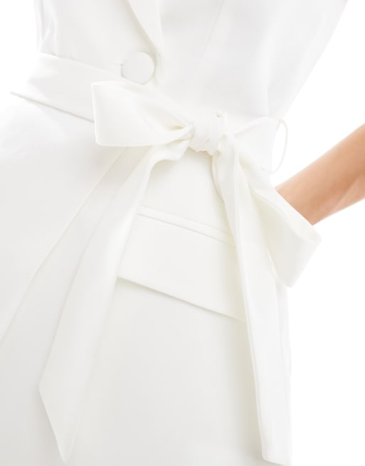 Miss Selfridge – Vit kavajklänning med playsuit-design och skärp, 4 av 4