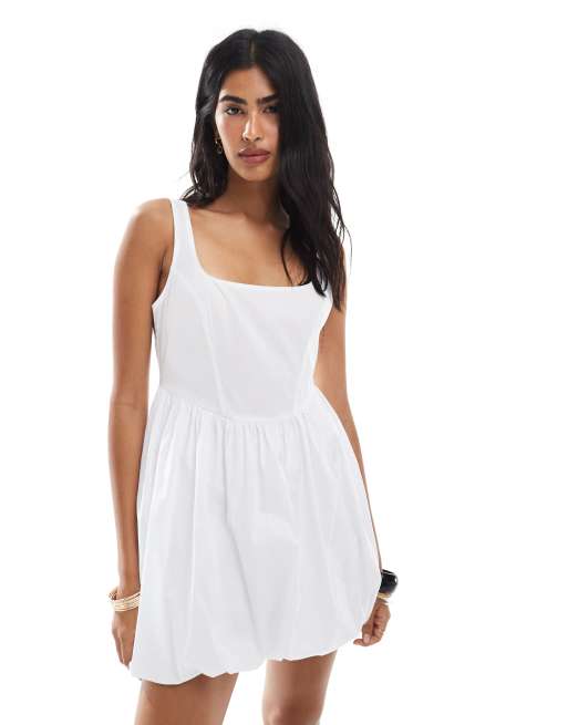 Miss Selfridge – Vit miniklänning i poplin och korsettstil, 4 av 4