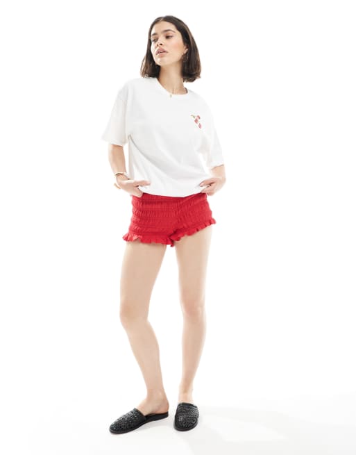 Miss Selfridge – Vit, somrig t-shirt med tomattryck baktill, 3 av 4