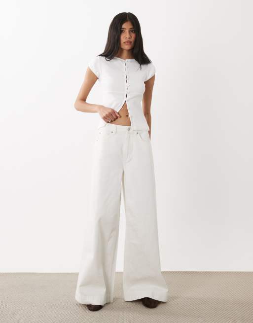 Miss Selfridge – Vit topp med knäppning och båtringning, 2 av 4