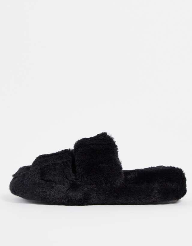 MISS SELFRIDGE VIXON BLACK DOUBLE STRAP SLIPPER