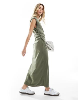 Miss Selfridge washed midi t shirt dress in sage - ASOS Price Checker