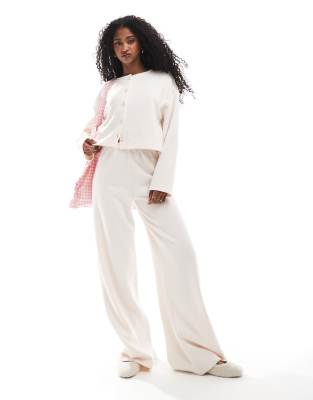 Miss Selfridge - Weiche, gerippte Hose in Hellrosa mit weitem Bein