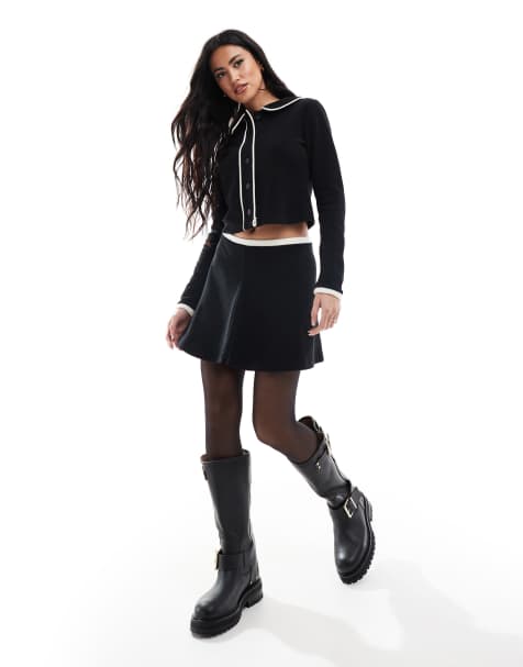Miss Selfridge – Weiche, gerippte Strickjacke mit farblich abgesetztem Rand - view 1