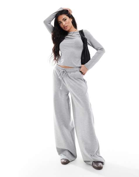 Miss Selfridge – Weiche Hose in grau meliert mit Tunnelzug und weitem Bein, Kombiteil - view 1