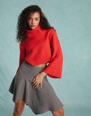 Miss Selfridge - Weicher Rollkragenpullover in Rot aus Grobstrick