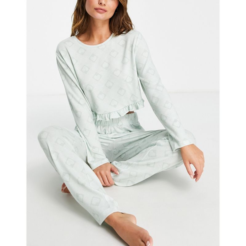 Miss Selfridge – Weiches Pyjama-Set mit Oberteil und Hose mit Herz-Print 