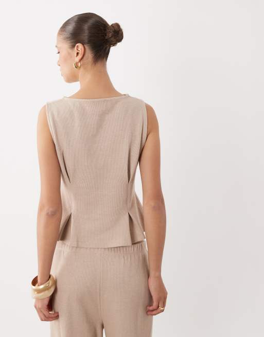 Miss Selfridge weiches Rippentop mit Peplum-Saum, 4 von 4