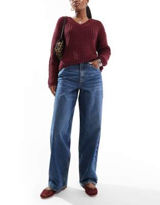 Thumbnail - Miss Selfridge - Weit geschnittene Jeans in Indigo-Waschung-Blau