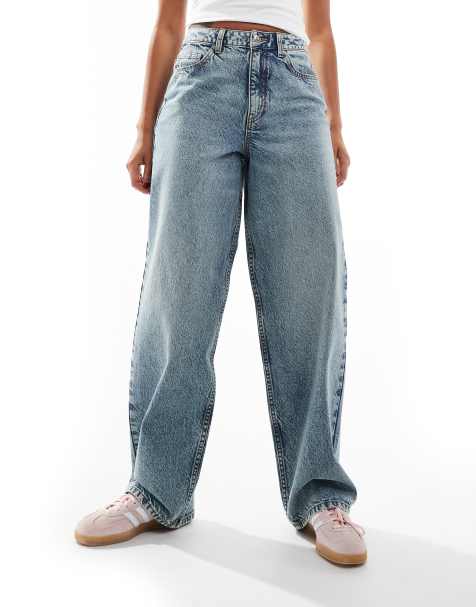 Miss Selfridge – Weite Jeans in mittelblauer Waschung - view 1