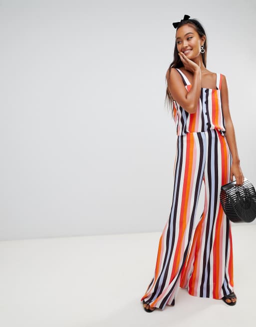 Miss Selfridge – Camisole mit Knopfleiste und Hose mit Regenbogenstreifen im Set, 2 von 2