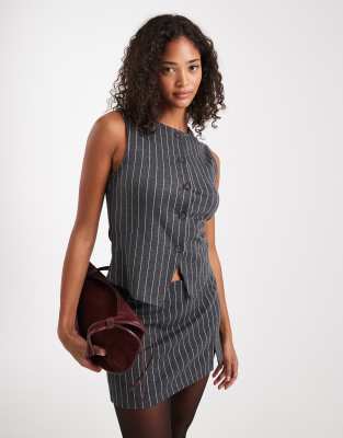 Miss Selfridge - Weste aus Jersey mit Nadelstreifen, Kombiteil-Grau