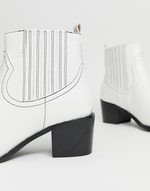 Miss Selfridge western boots in white