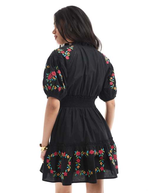 sachin and babi light blue dress Sendero Provisions Women's Piper Floral Embroidered Sheer Long Sleeve main image 0