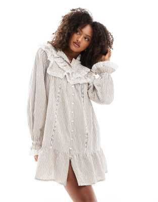 Shop Miss Selfridge Western Frill Detail Shirt Dress In Multi