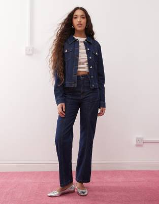 Miss Selfridge - Western-Jeans in Indigoblau mit weitem Schnitt und Ziernaht