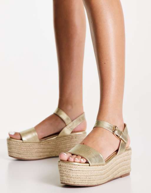 Miss selfridge espadrille flatform sandals hot sale in gold