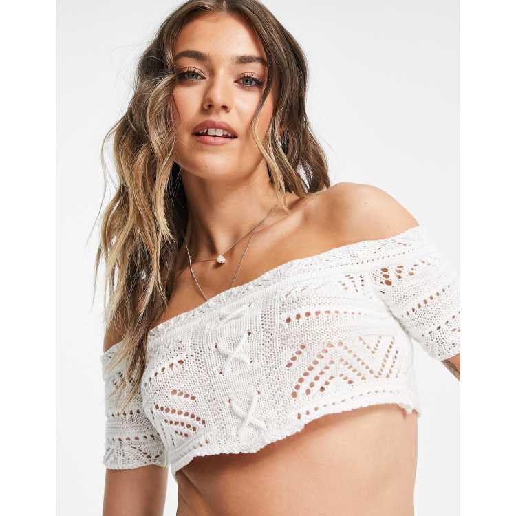 Crochet store bardot top