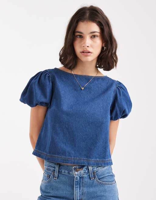 Miss Selfridge – Wiązany niebieski top z krótkimi rękawami, 2 z 4