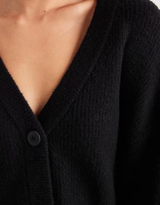 Miss Selfridge Wide Cuffs V Neck Cardigan In Black