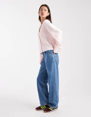 Miss Selfridge Wide Cuffs V Neck Cardigan In Pink