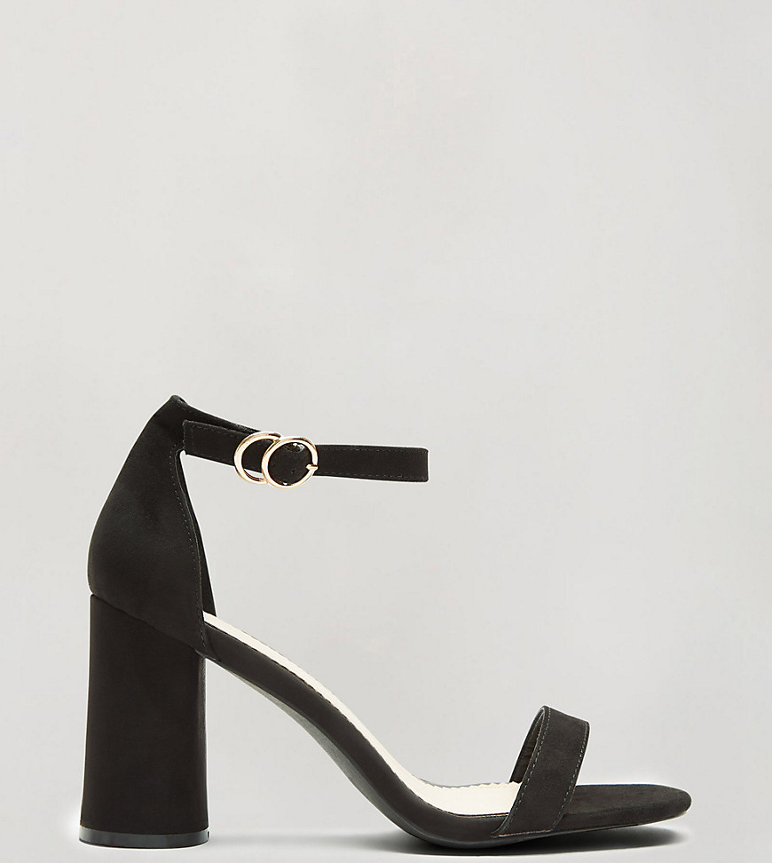 Miss Selfridge wide fit heeled shoes in black