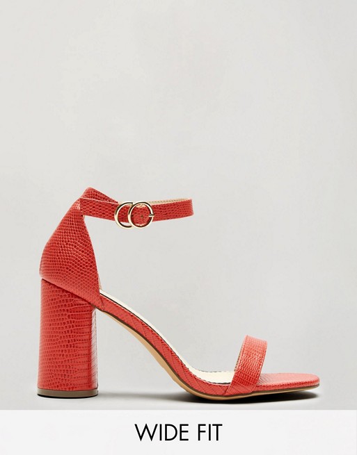 Miss Selfridge wide fit heeled shoes in red