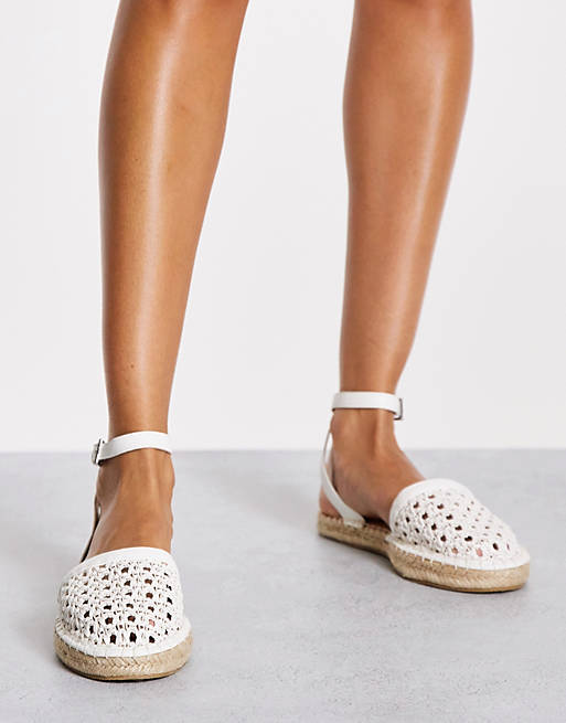 Shoes Flat Shoes/Miss Selfridge wide fit leave espadrille in white 