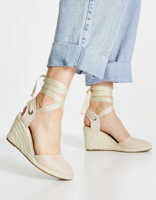 Miss Selfridge Wide Fit Winny espadrilles in cream