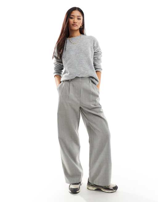 Miss Selfridge wide leg dad pants in gray