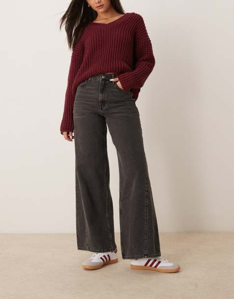 Miss Selfridge wide leg jean in black wash - view 1