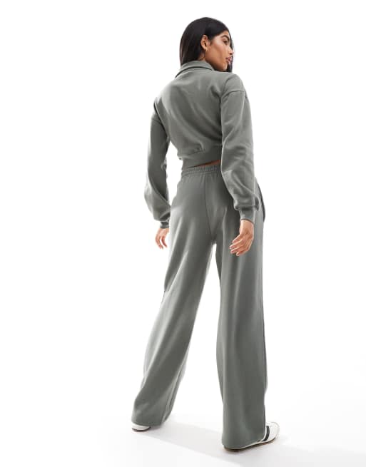 Miss Selfridge wide leg jogger co-ord in sage, 5 of 5