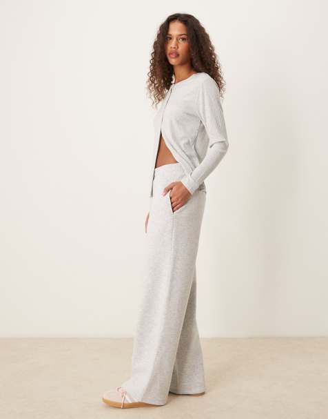 Miss Selfridge wide leg jogger in grey marl - view 1