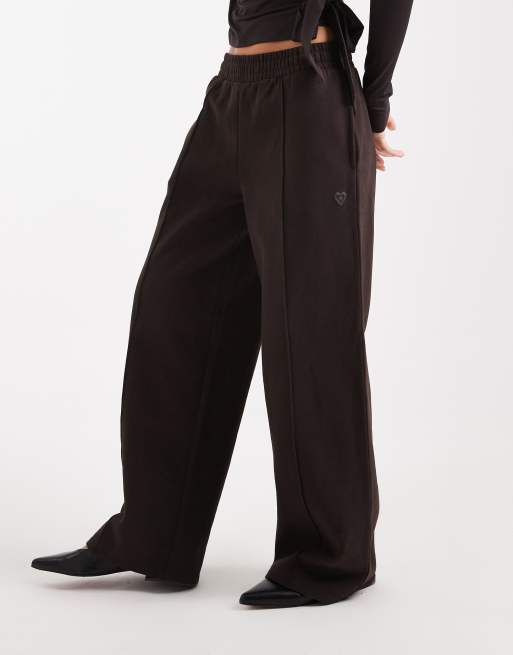 Miss Selfridge wide leg joggers in chocolate, 3 of 5