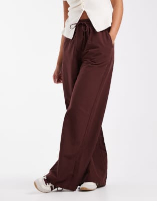 Miss Selfridge Wide Leg Pants In Brown