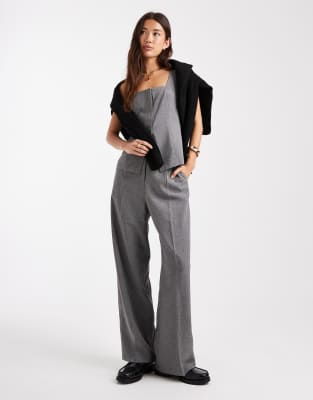Miss Selfridge wide leg pants in gray - part of a set