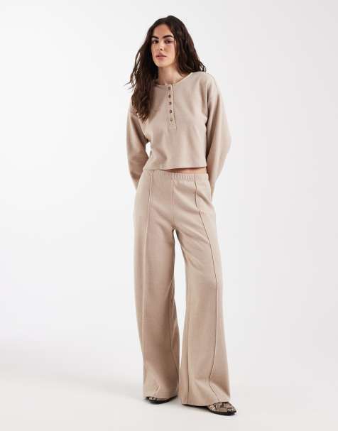 Miss Selfridge wide leg pants in oatmeal - part of a set - view 1