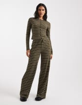 Miss Selfridge pants in burgundy stripes - part of a set