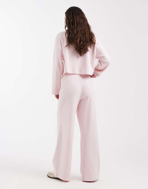 Miss Selfridge wide leg pants in pink stripe (part of a set), 4 of 5