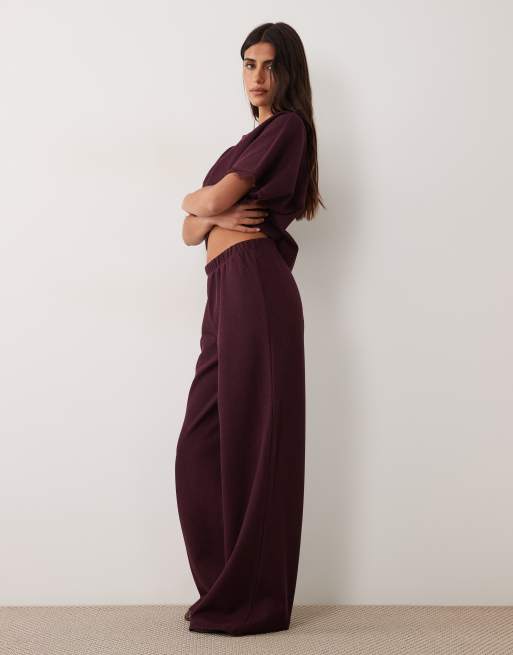 Miss Selfridge wide leg pants in plum (Part of a set), 2 of 5