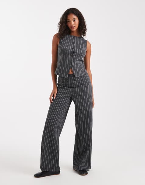 Miss Selfridge wide leg pinstripe trouser co-ord - view 1